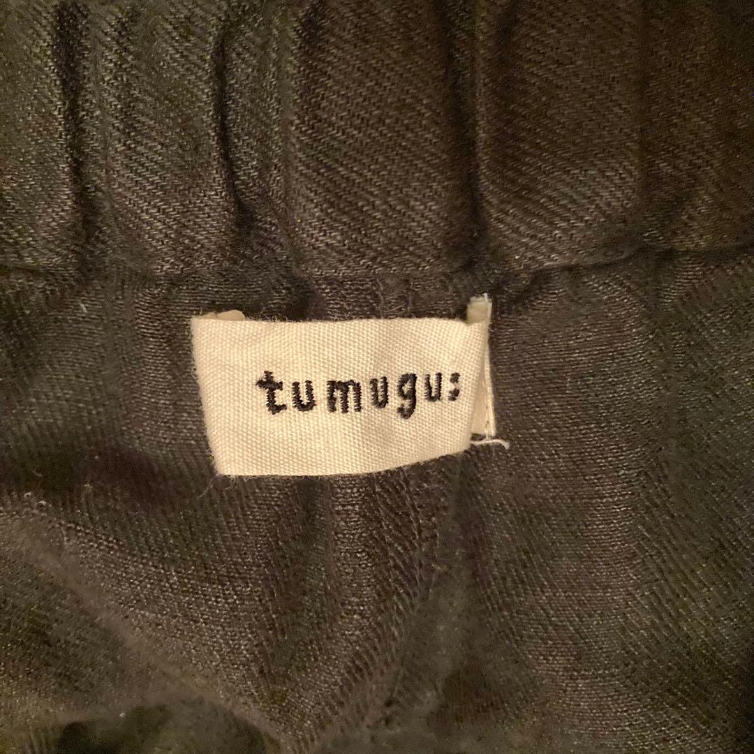 tumugu ソリトリネン8分丈パンツ 黒