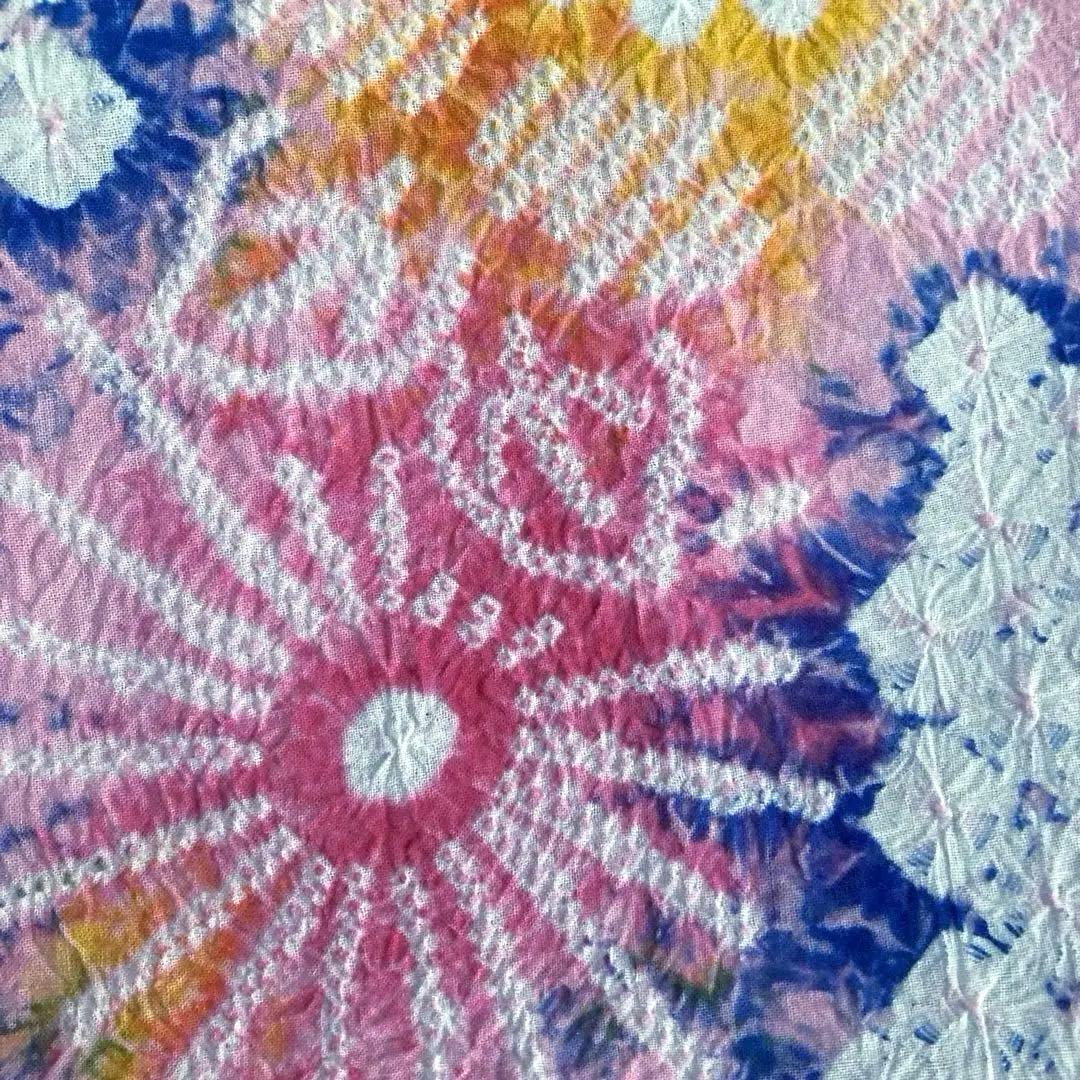 有松絞り・蜘蛛絞り　ますいわ屋　手縫い上質浴衣　花模様　絞り浴衣No.2-180