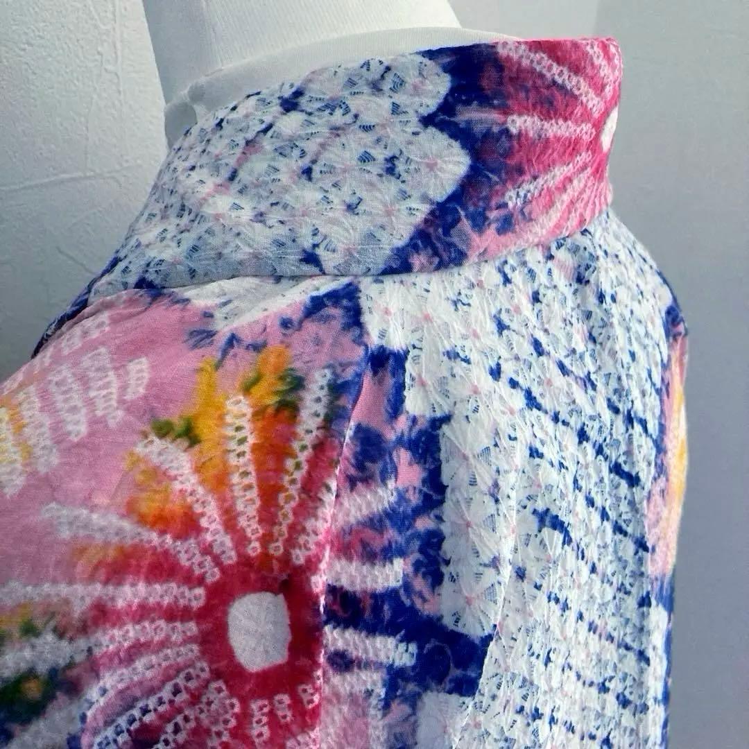 有松絞り・蜘蛛絞り　ますいわ屋　手縫い上質浴衣　花模様　絞り浴衣No.2-180