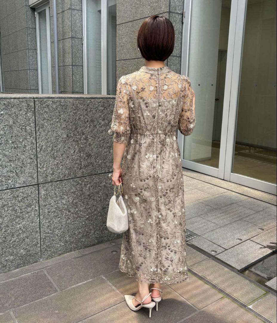 アンティーク刺繍レース　結婚式 パーティードレス オケージョンドレスワンピース