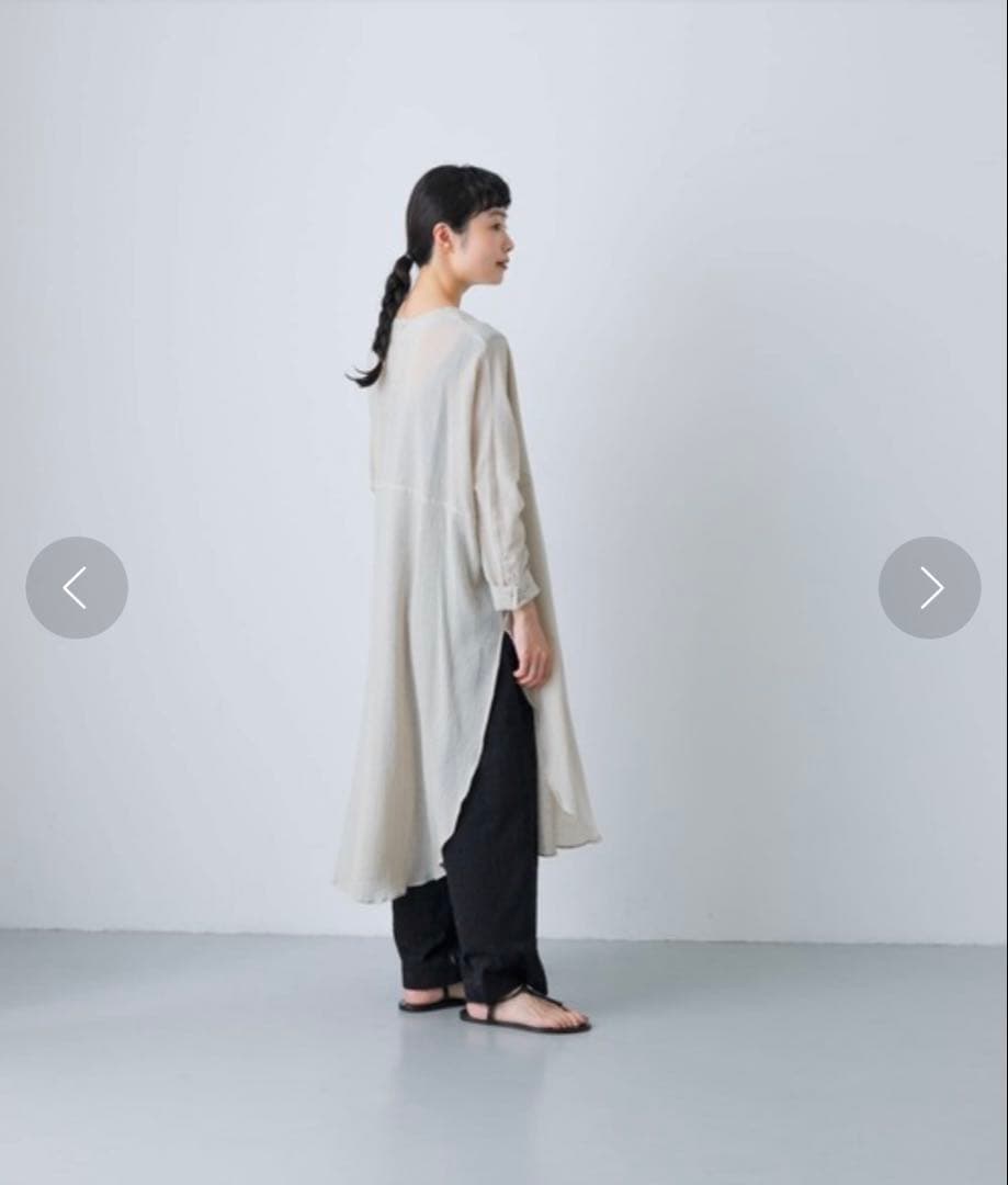 【美品】かぐれ　ガーゼロングチュニック　ベージュ　グレージュ