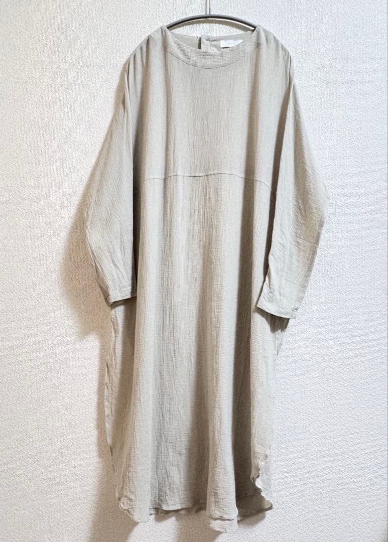 【美品】かぐれ　ガーゼロングチュニック　ベージュ　グレージュ