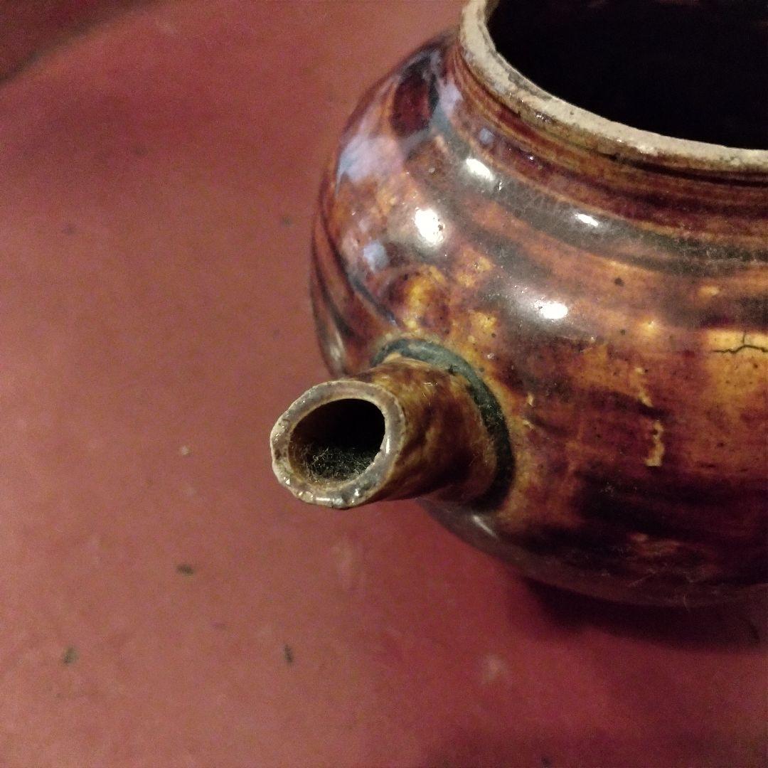 李朝　飴釉　水柱 小壺