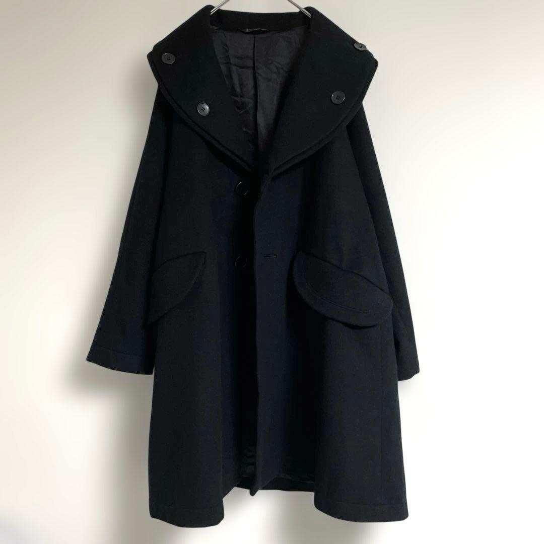 ◆美品◆ CRESCENT　カシミヤ混　Aラインウールコート　黒　M 日本製