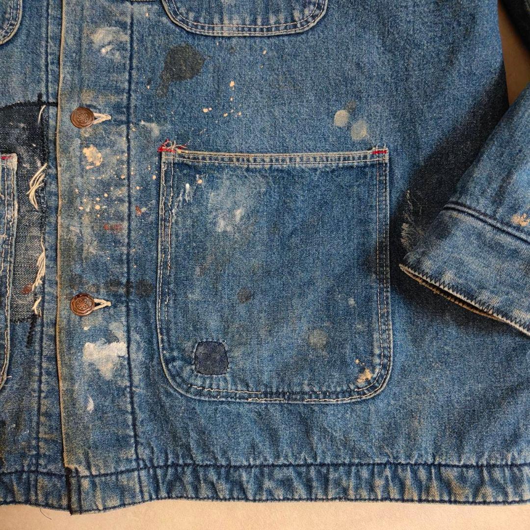 ビンテージ デニム カバーオール パッチワークリペア ブランケットライナー付