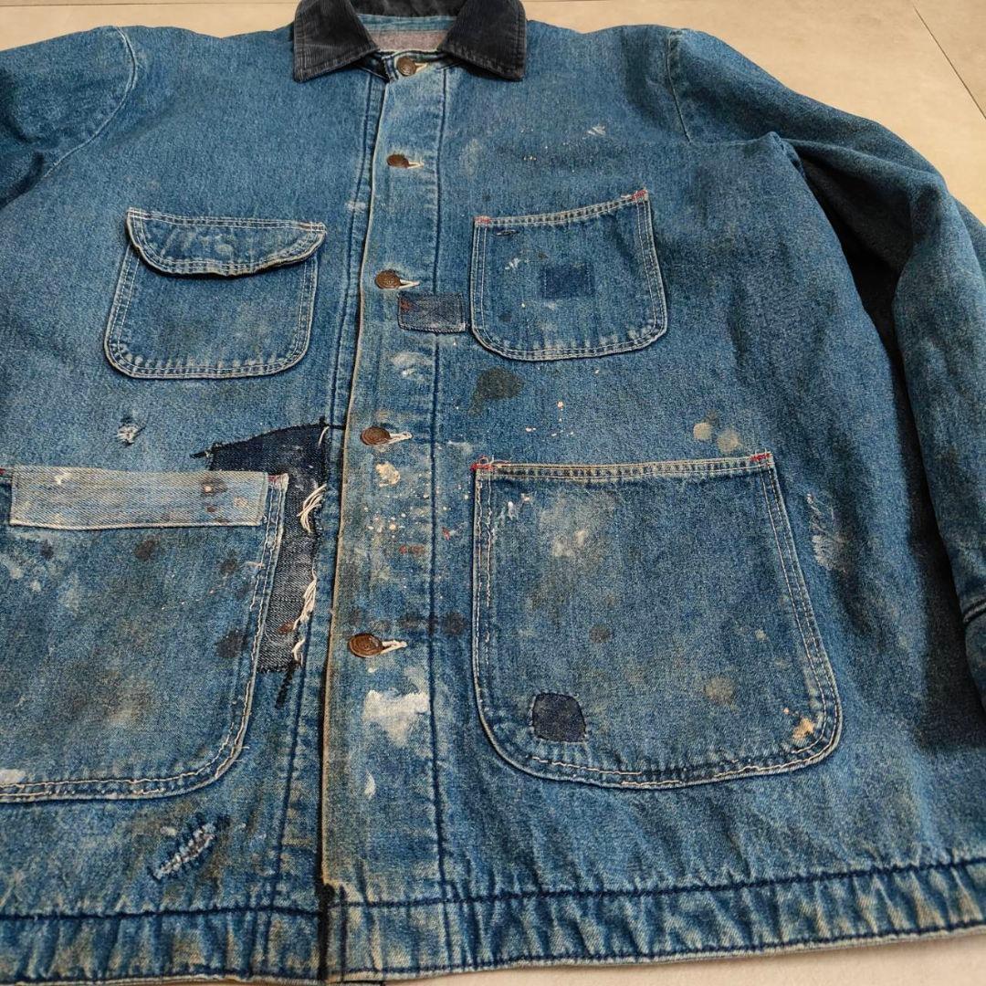 ビンテージ デニム カバーオール パッチワークリペア ブランケットライナー付