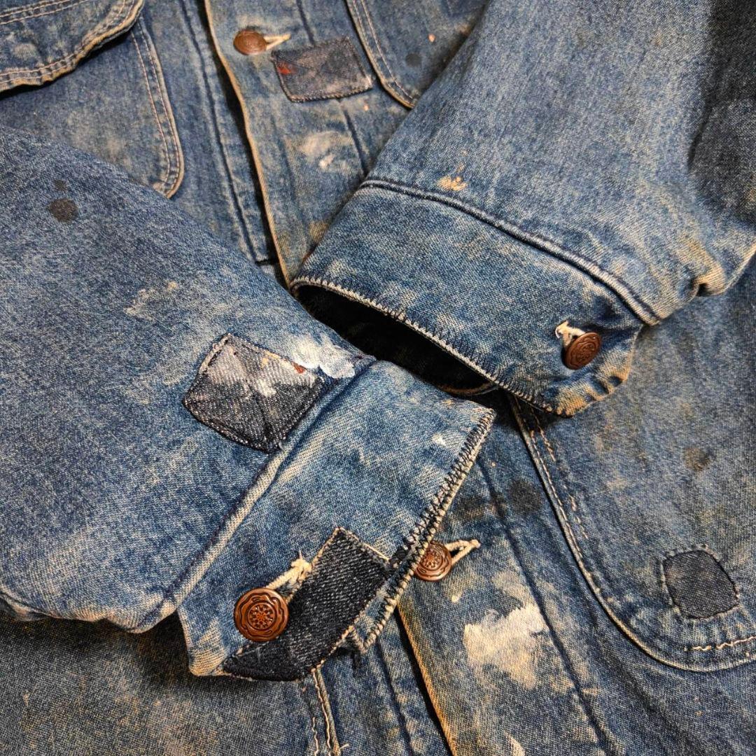 ビンテージ デニム カバーオール パッチワークリペア ブランケットライナー付