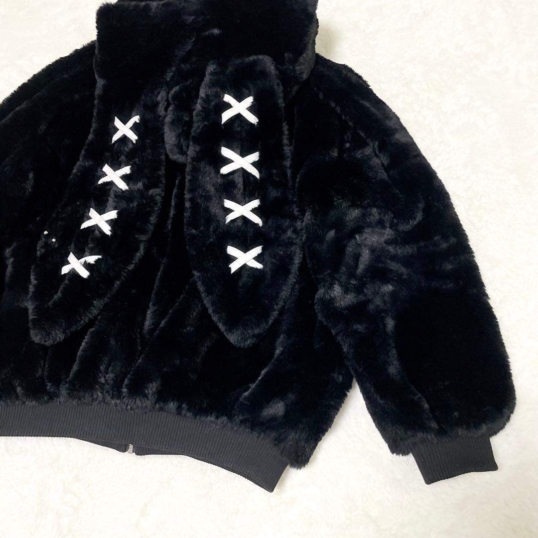 【美品】REFLEM レフレム うさ耳 ファー パーカー コート 黒 うさぎ