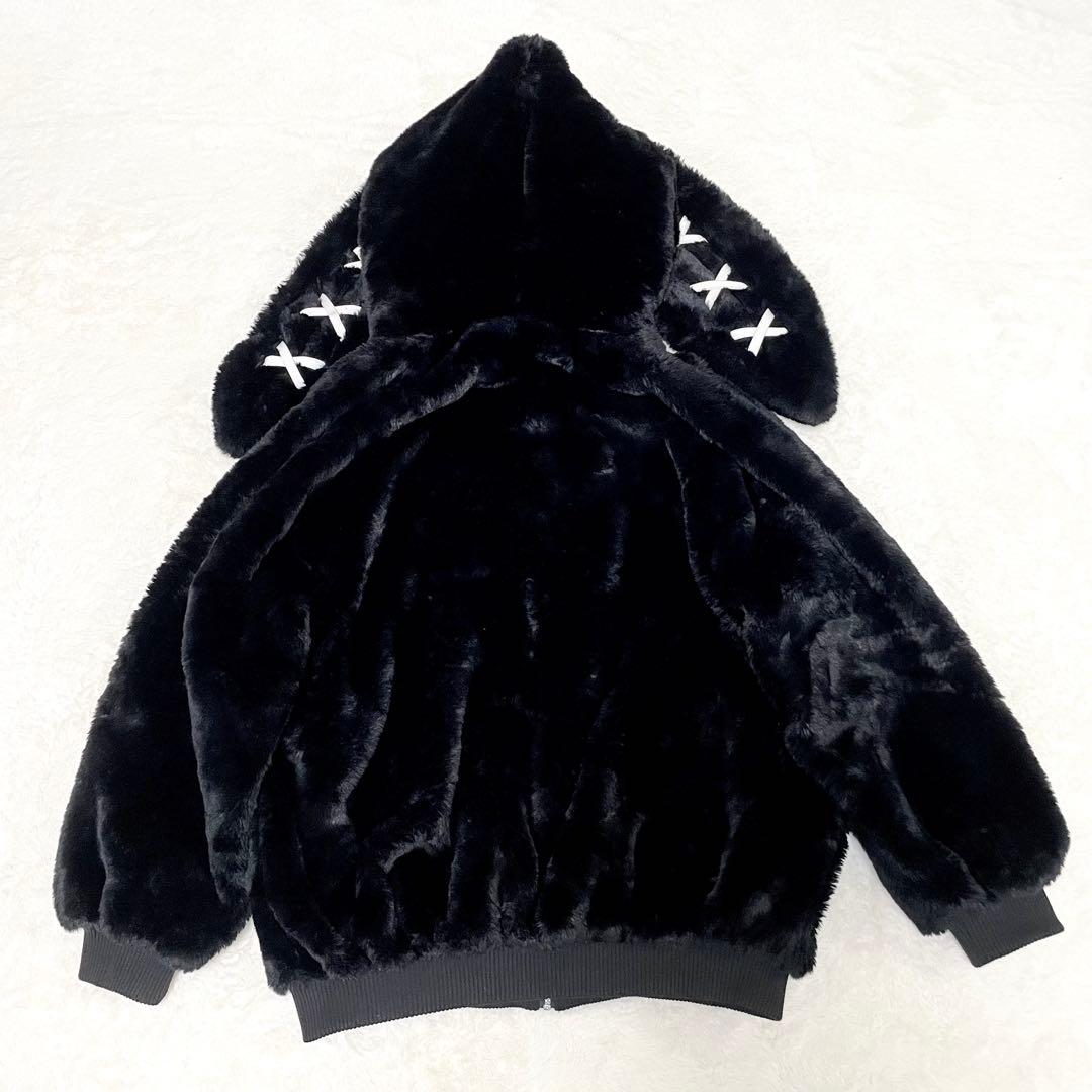【美品】REFLEM レフレム うさ耳 ファー パーカー コート 黒 うさぎ