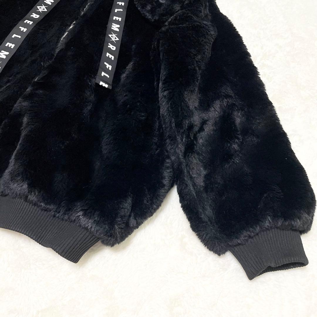 【美品】REFLEM レフレム うさ耳 ファー パーカー コート 黒 うさぎ