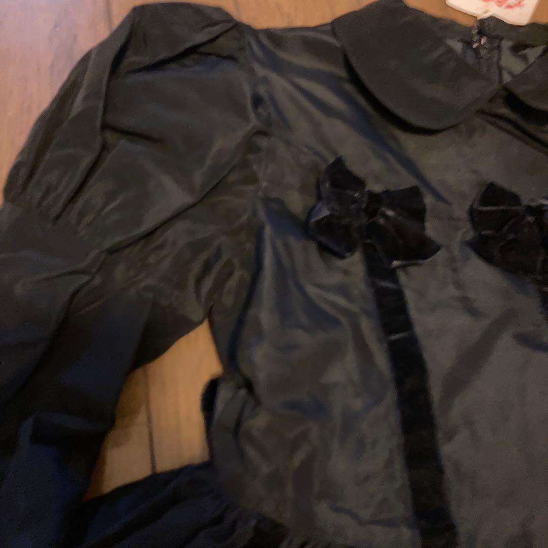 あけちゃん❤︎シャーリーテンプル１３０❤︎黒リボンのワンピース❤︎ペチコート付