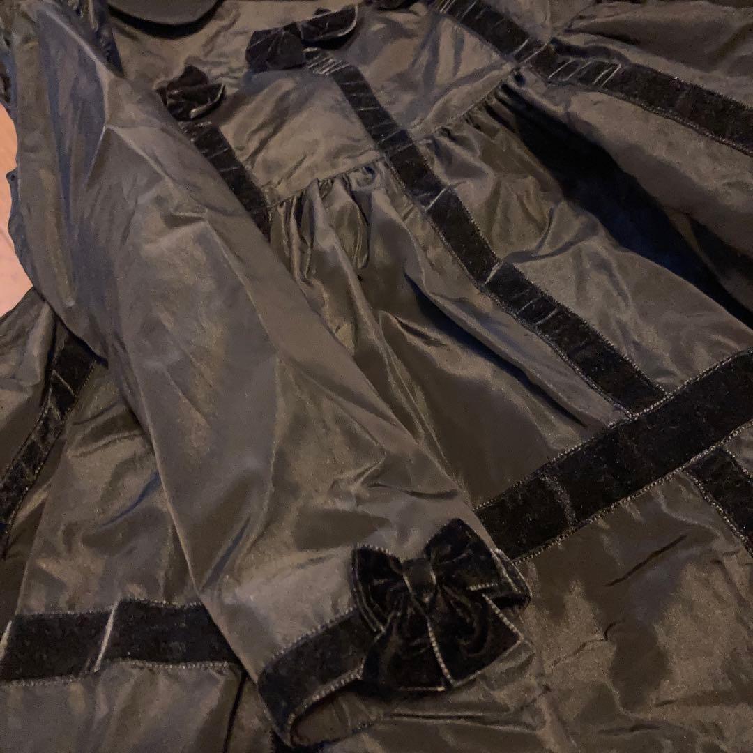 あけちゃん❤︎シャーリーテンプル１３０❤︎黒リボンのワンピース❤︎ペチコート付