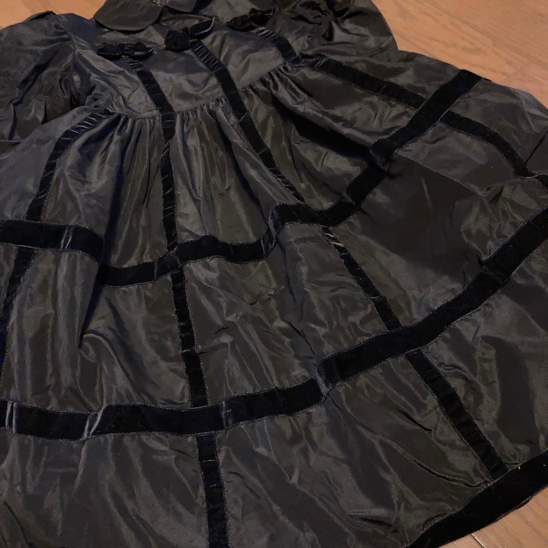 あけちゃん❤︎シャーリーテンプル１３０❤︎黒リボンのワンピース❤︎ペチコート付