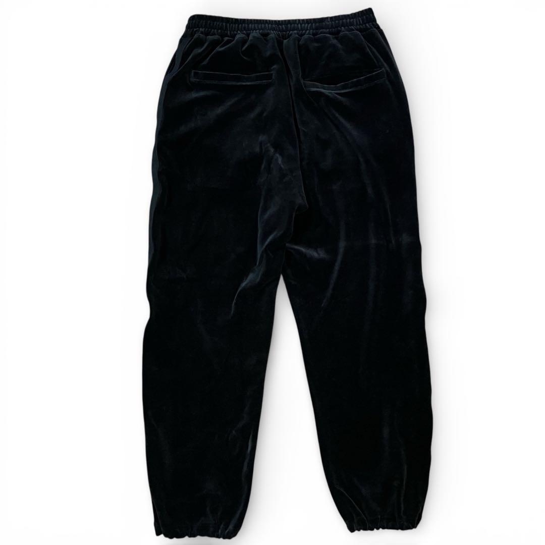 AVIREX ベロア トラックジャケット 黒 セットアップ 上下 ロゴ 刺繍 L