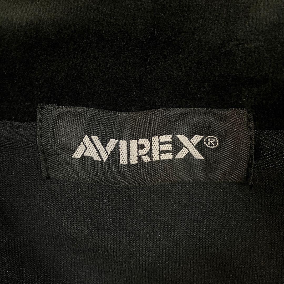 AVIREX ベロア トラックジャケット 黒 セットアップ 上下 ロゴ 刺繍 L