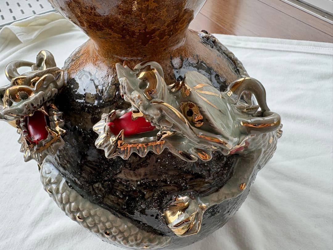 ひ*な様 相馬焼　双龍　壺　俊峰作