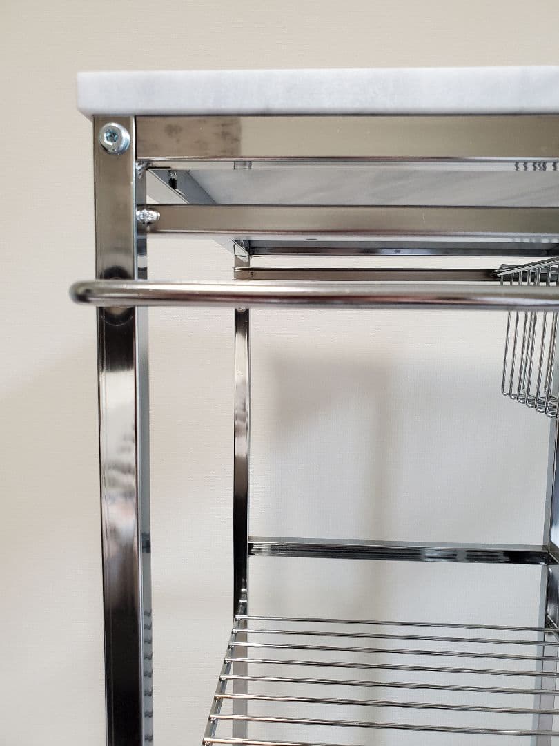 マーブルトップトローリー　大理石天板 スチール製キッチンワゴン　S