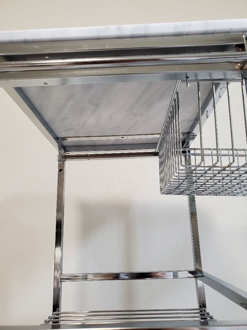 マーブルトップトローリー　大理石天板 スチール製キッチンワゴン　S