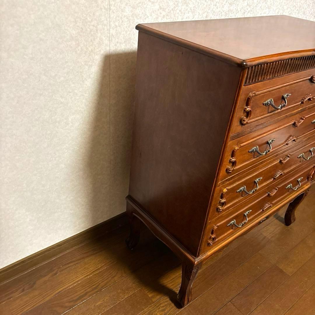 【良品】アンティーク調 ５段 チェスト 猫脚