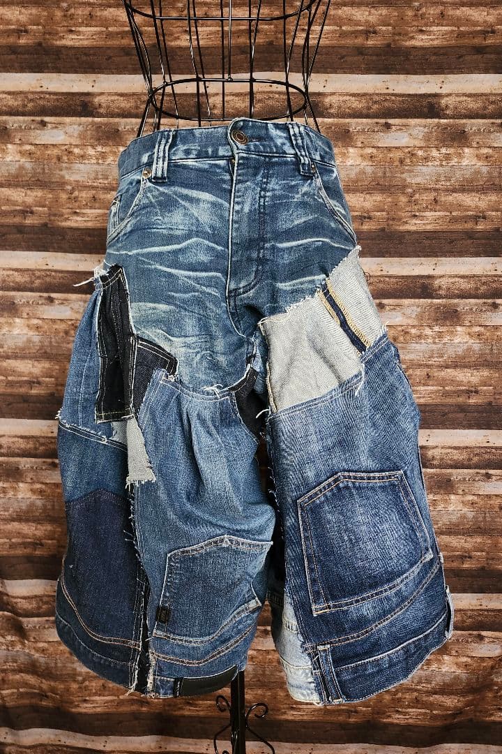 リメイクデニム　バルーンハーフパンツ