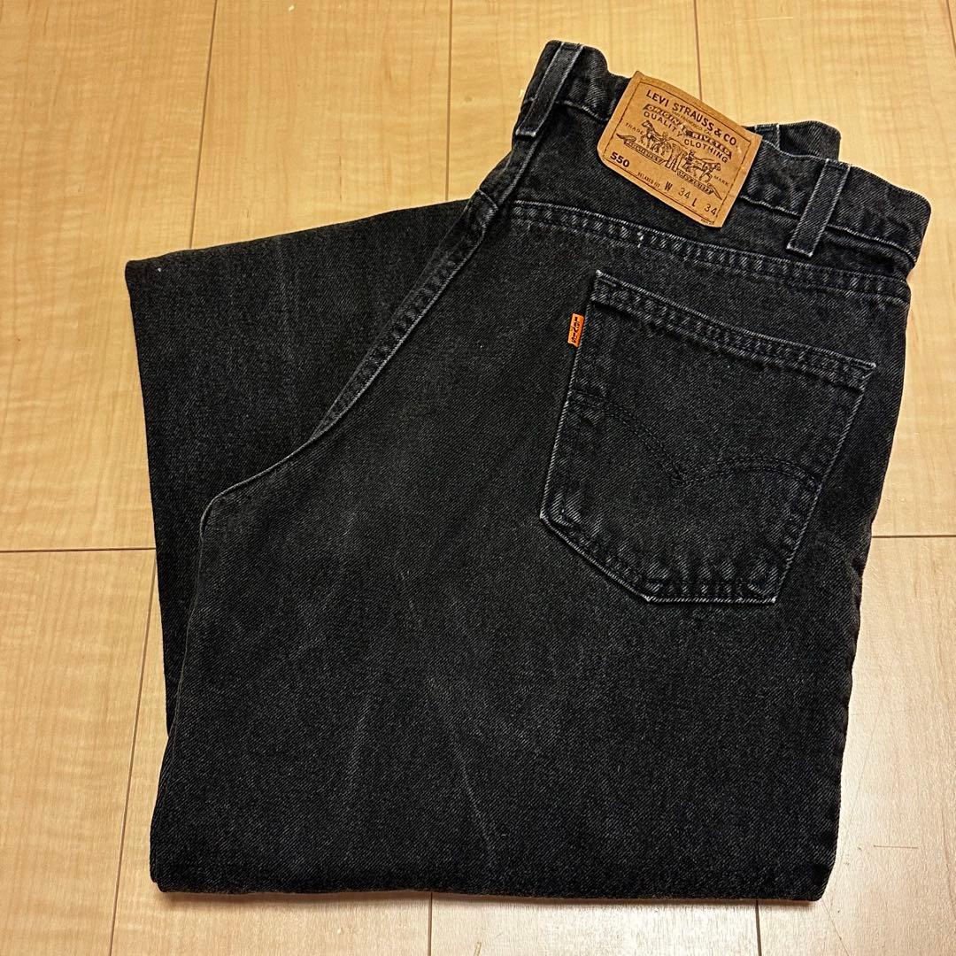 【美品】 90s USA製550 後染め ブラック W34 L34 オレンジタブ