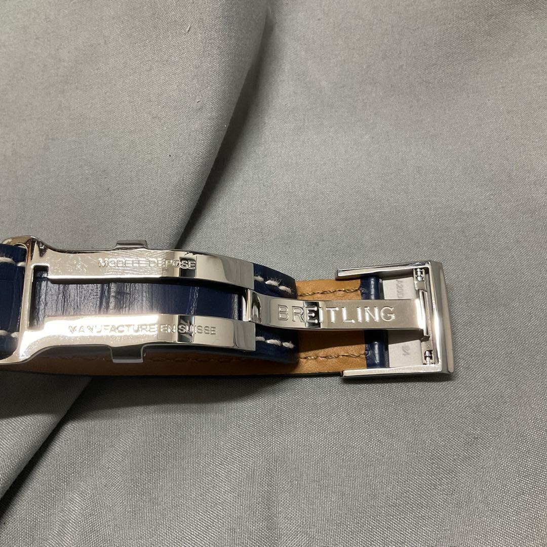 9*便様 BREITLING レザーベルト ネイビー 22mm