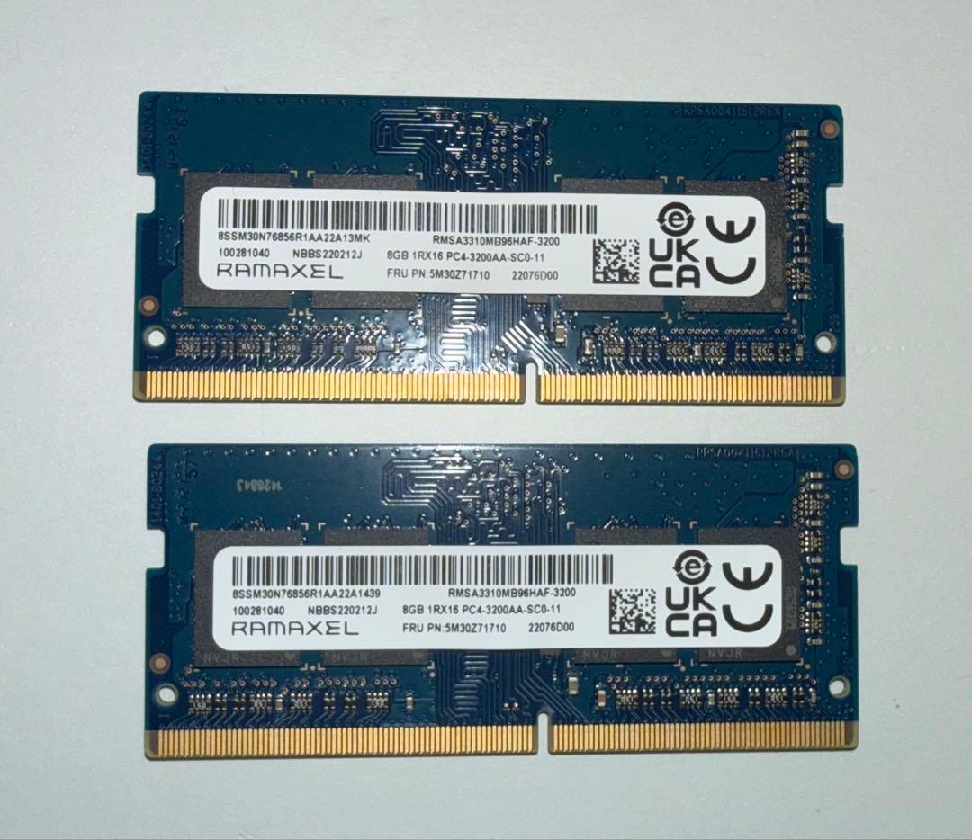 Ramaxel ノートPC用 DDR4-3200AA 8GBx2枚 16GB
