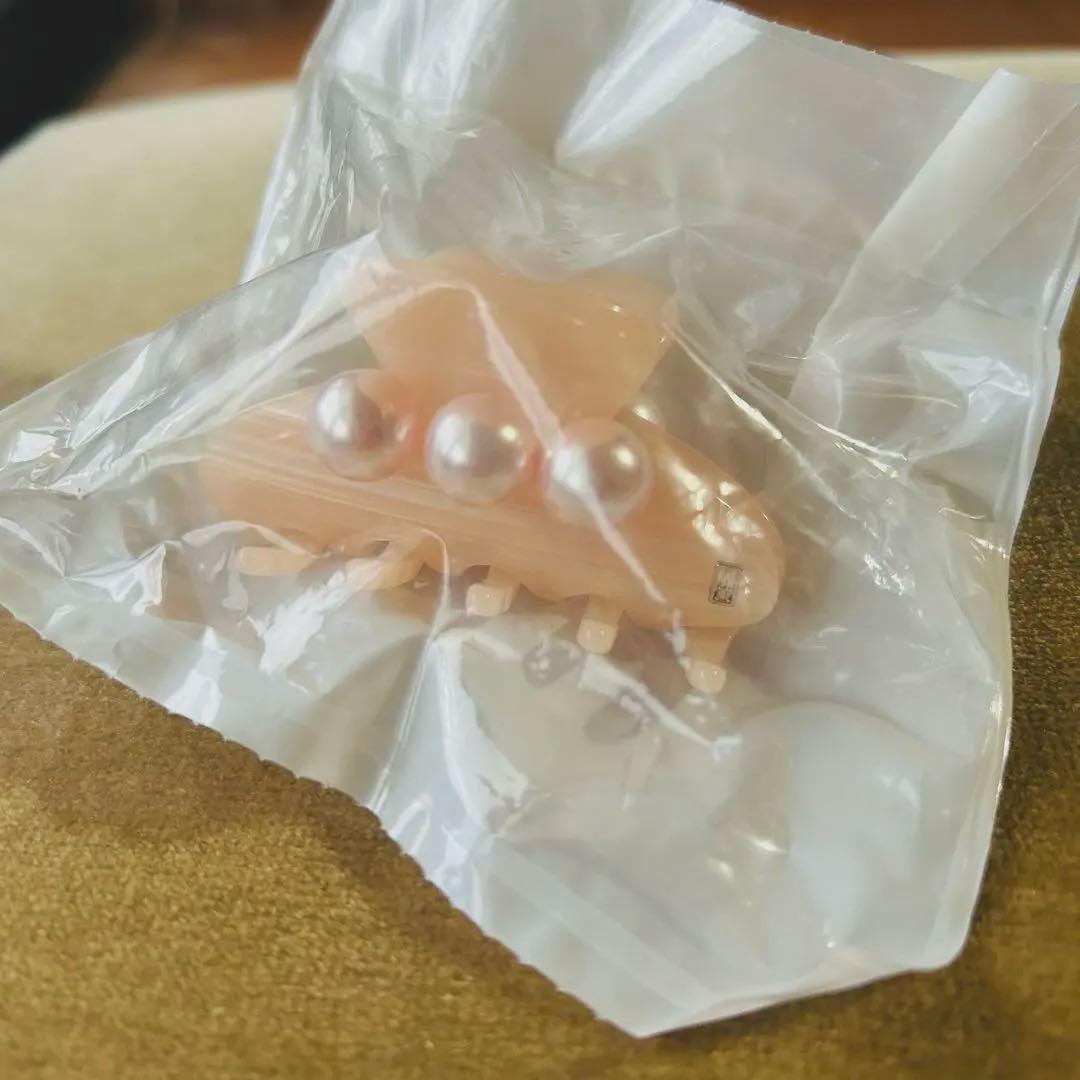 新品　Alexandre de paris パール付き　ヘアクリップ　ピンク