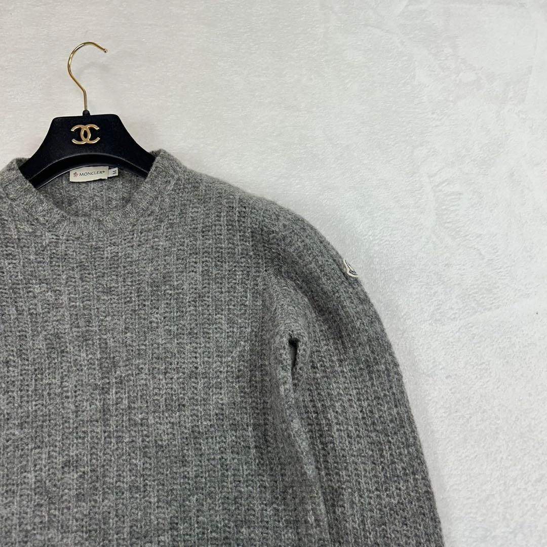 K972 美品 M モンクレール ロゴワッペン 長袖 ニット グレー メンズ