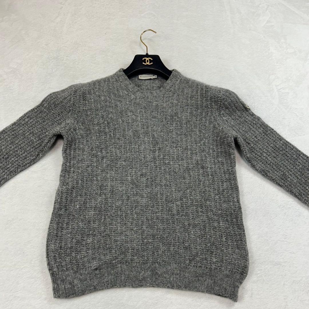 K972 美品 M モンクレール ロゴワッペン 長袖 ニット グレー メンズ