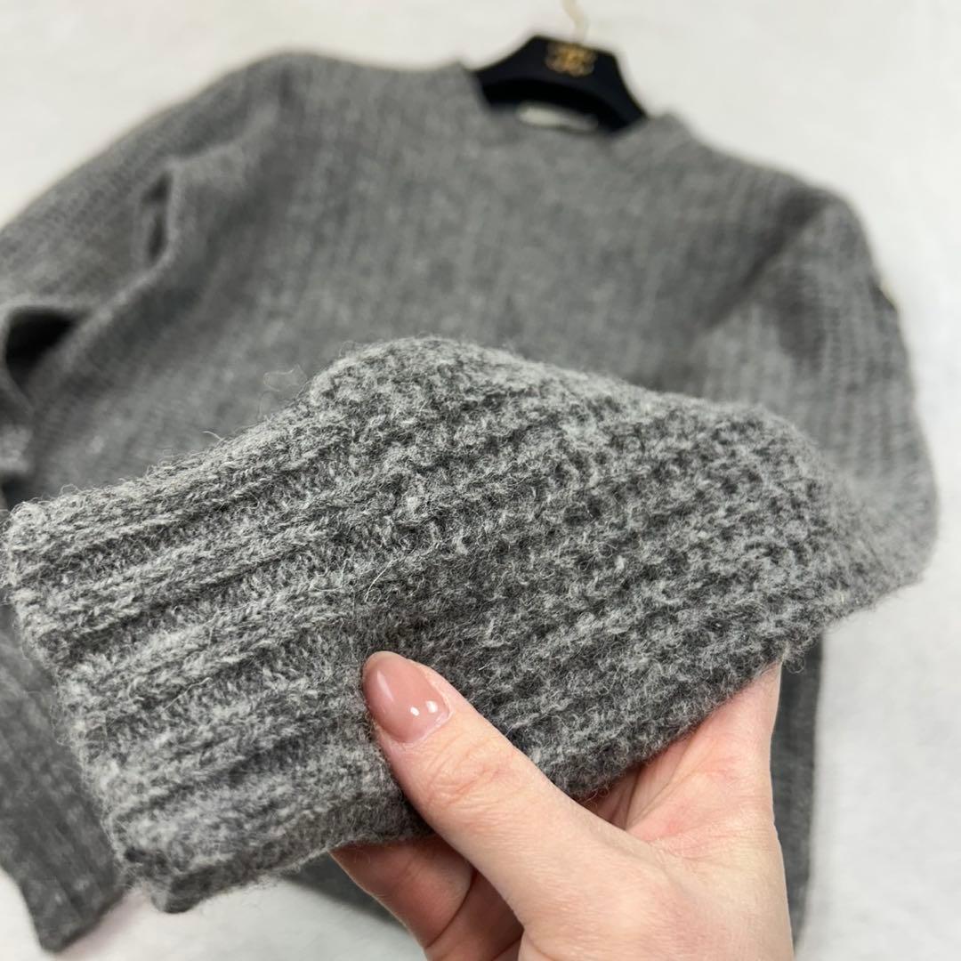 K972 美品 M モンクレール ロゴワッペン 長袖 ニット グレー メンズ