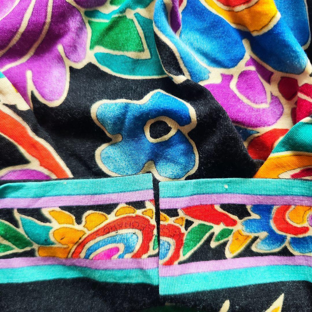 【美品】レオナール カシュクール金ボタン長袖カットソートリム シルク混 Lサイズ