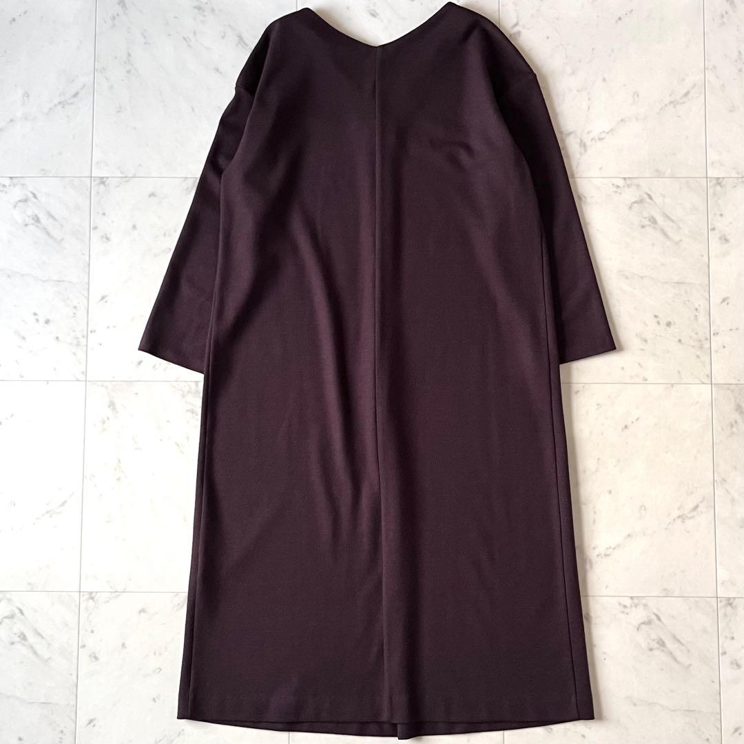 美品♪セオリーリュクス ウールVネックワンピース 38 バーガンディ 日本製