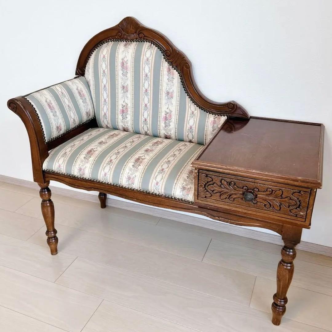 アンティーク テレフォンチェア ヴィンテージ イタリア テレフォンベンチ