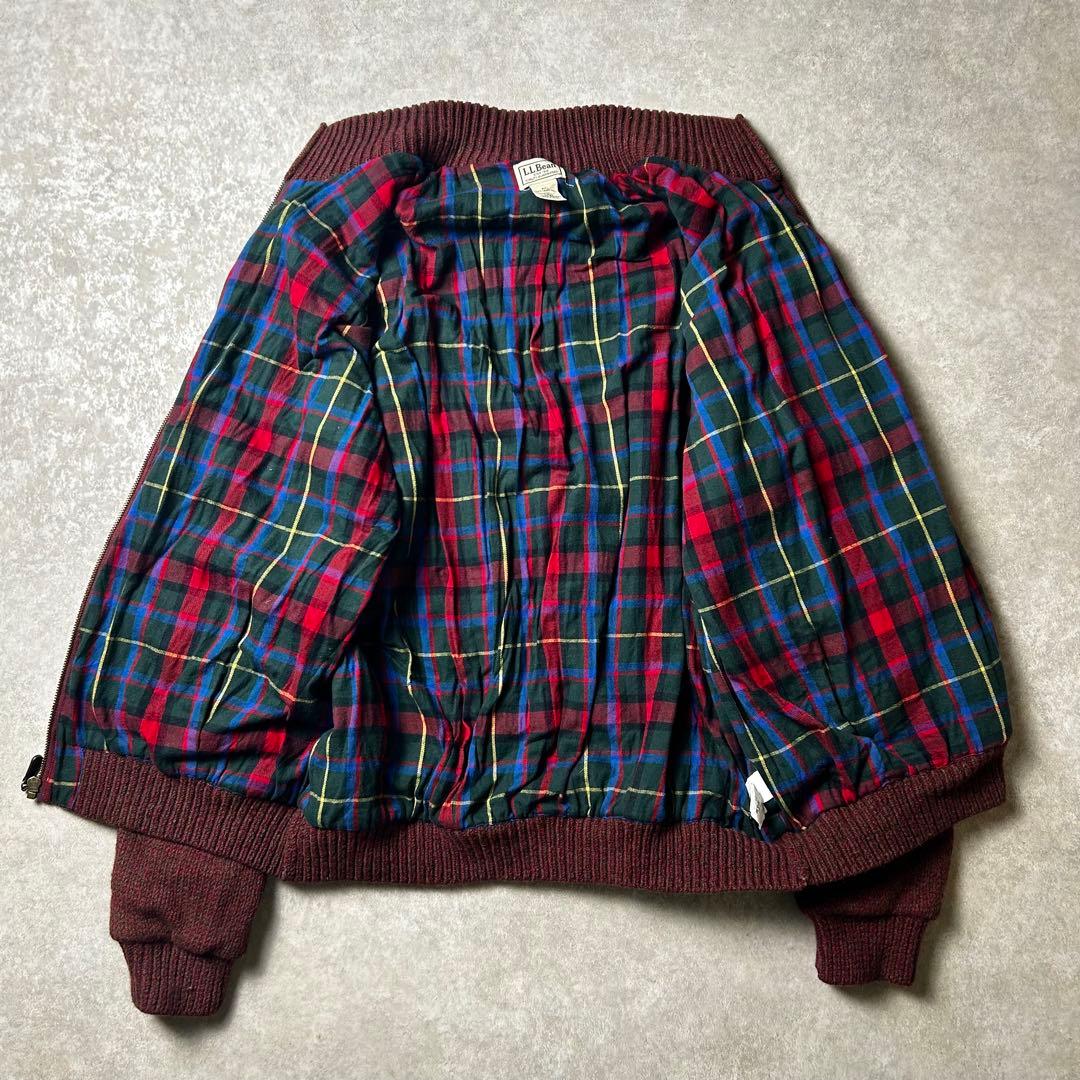 L.L.BEAN ドライバーズニット ラムウール100% チェックライナー L