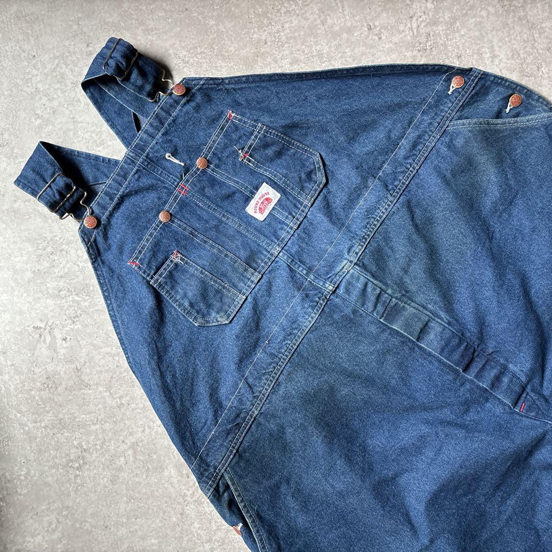 USA製 ROUND HOUSE デニムオーバーオール W56L30 超ビック