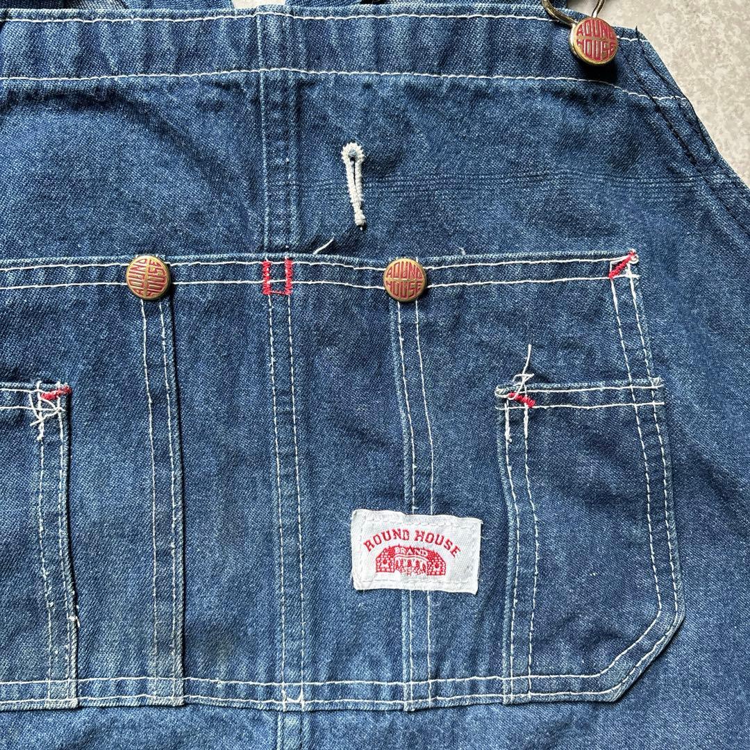 USA製 ROUND HOUSE デニムオーバーオール W56L30 超ビック