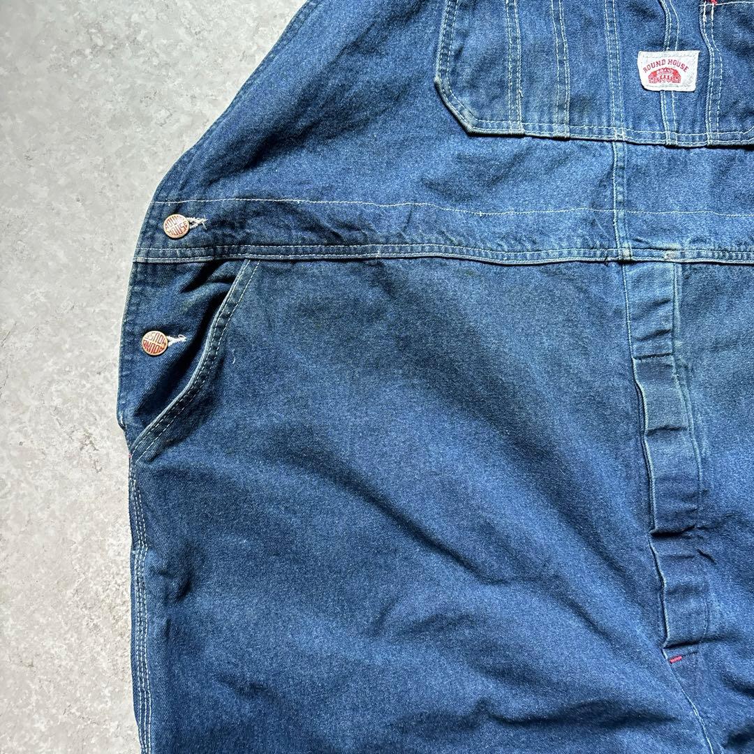 USA製 ROUND HOUSE デニムオーバーオール W56L30 超ビック