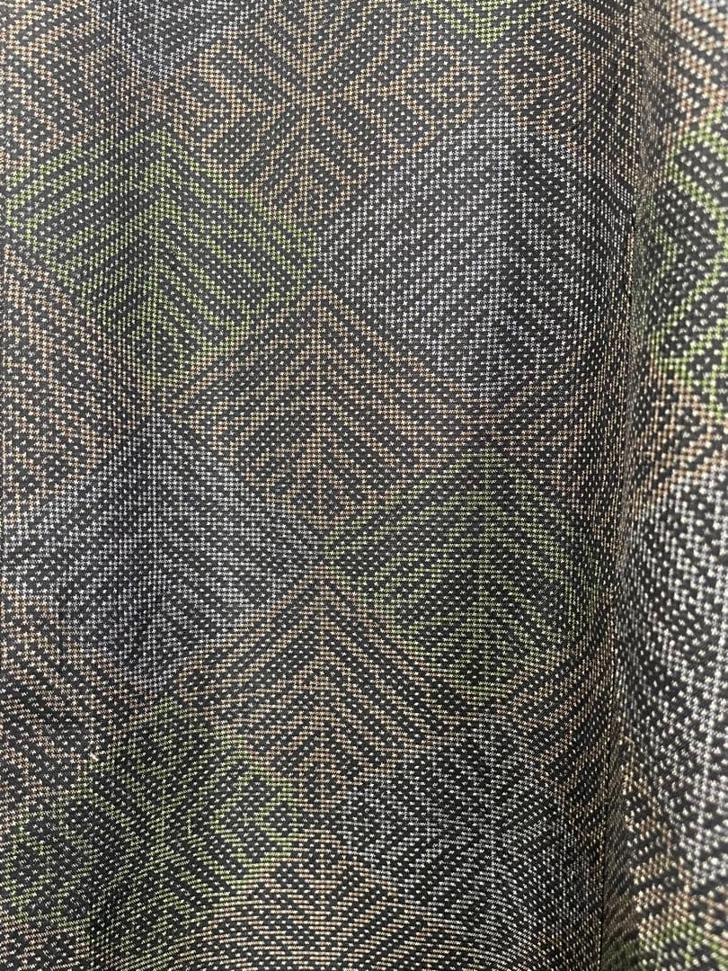 着物リメイク☆461大島紬脇タックワンピース／サイズL～LL