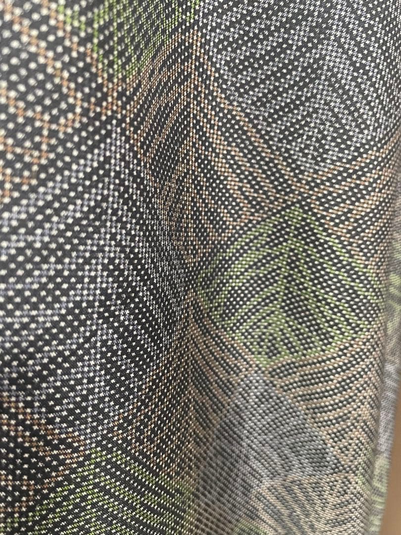 着物リメイク☆461大島紬脇タックワンピース／サイズL～LL