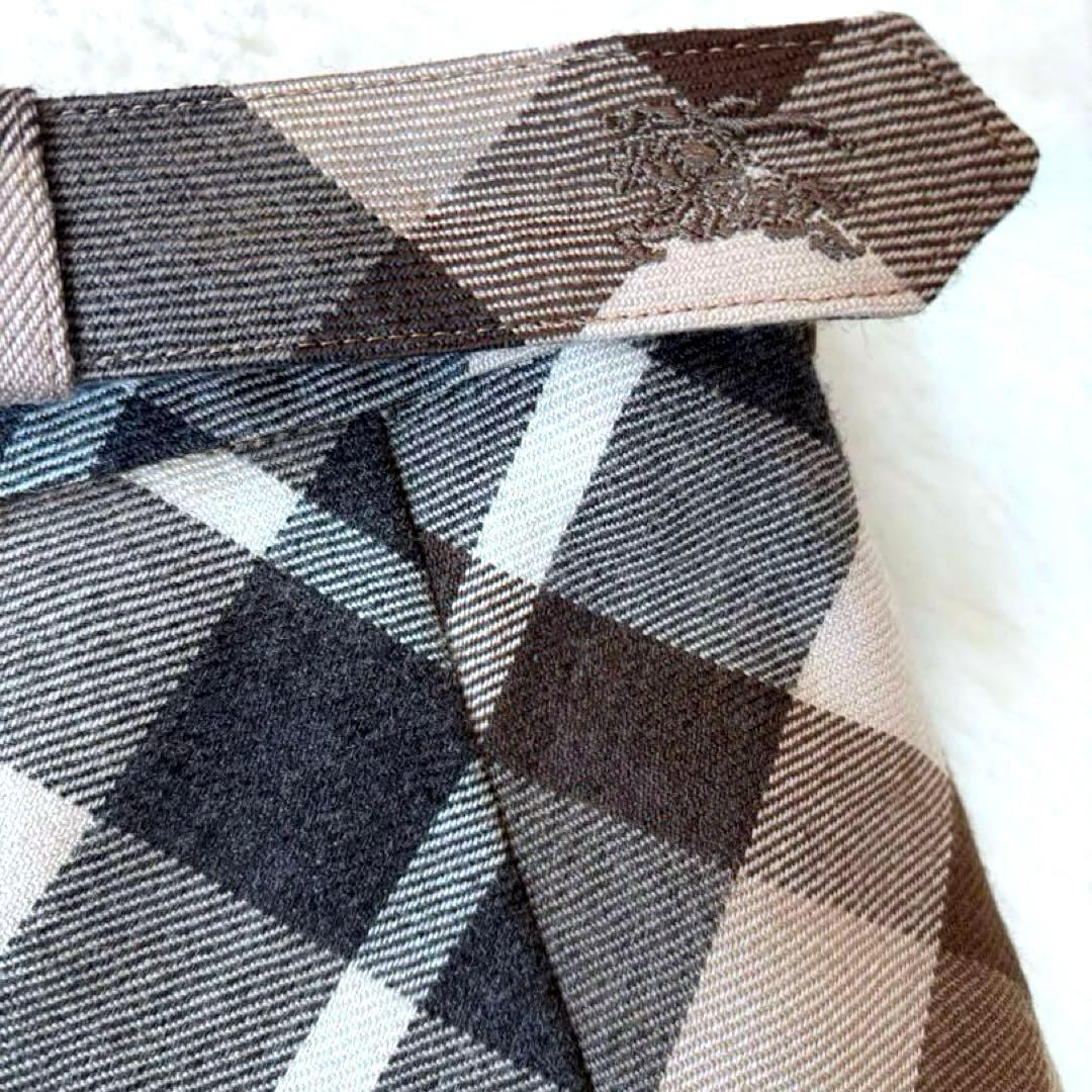 バーバリー ノバチェック柄プリーツスカート ベルト付き ウールスカート