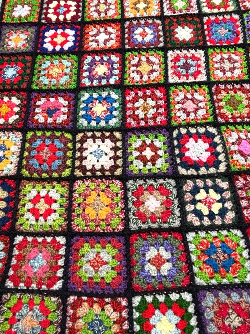 手編み　ベッドカバー　ソファカバー　こたつカバー　約200cm強x約155cm強