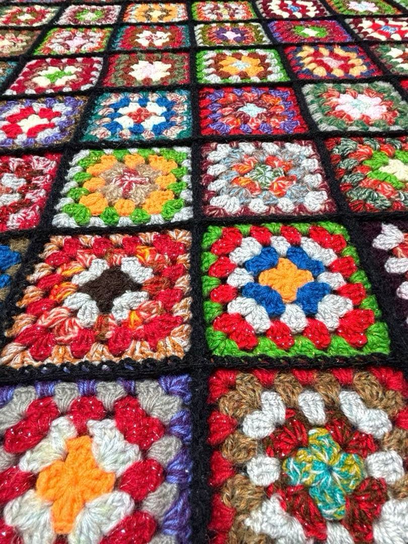 手編み　ベッドカバー　ソファカバー　こたつカバー　約200cm強x約155cm強