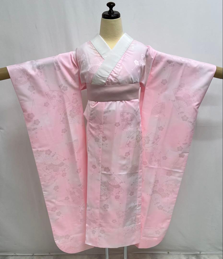 振り袖　フルセット　長襦袢付　緑　成人式　パーティー　刺繍入り　長尺袋帯　730