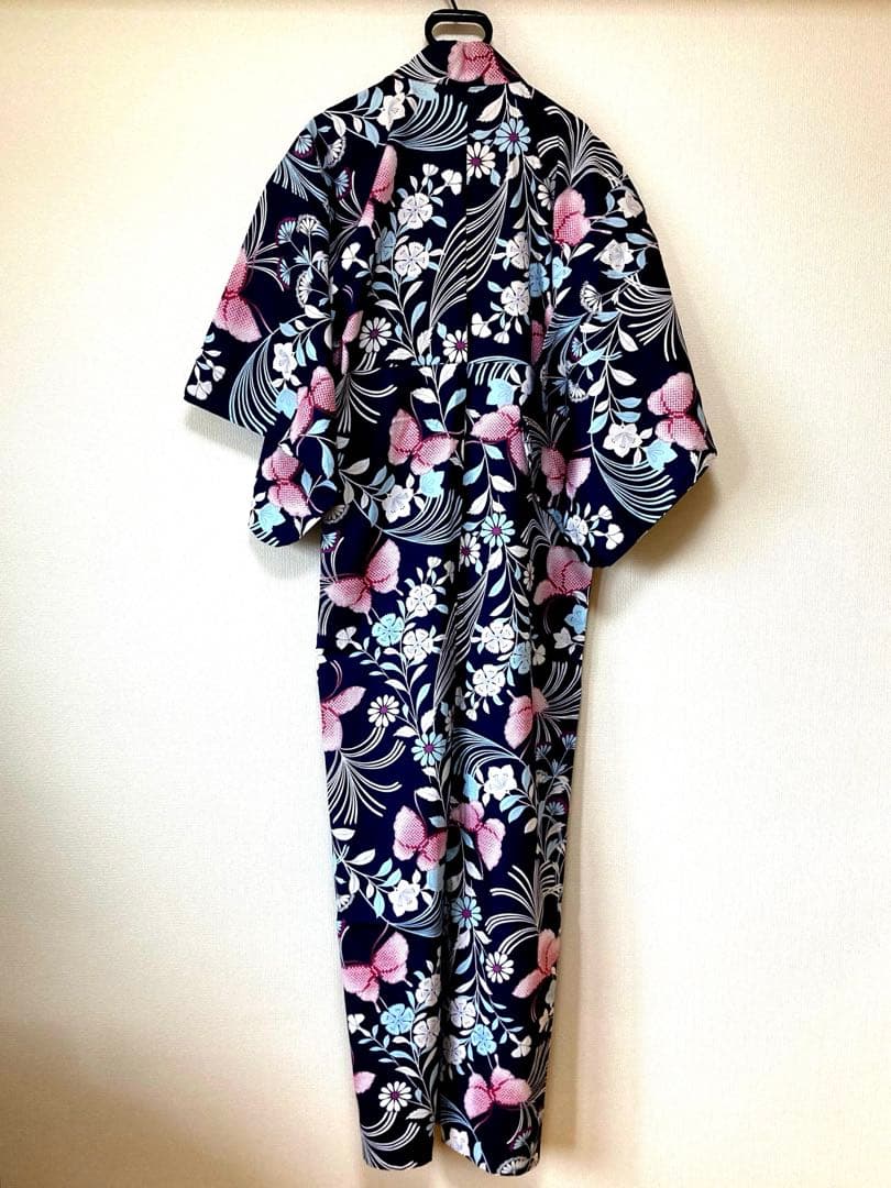 【撫松庵】浴衣＆帯セット 蝶柄 Mサイズ　着用1回　美品