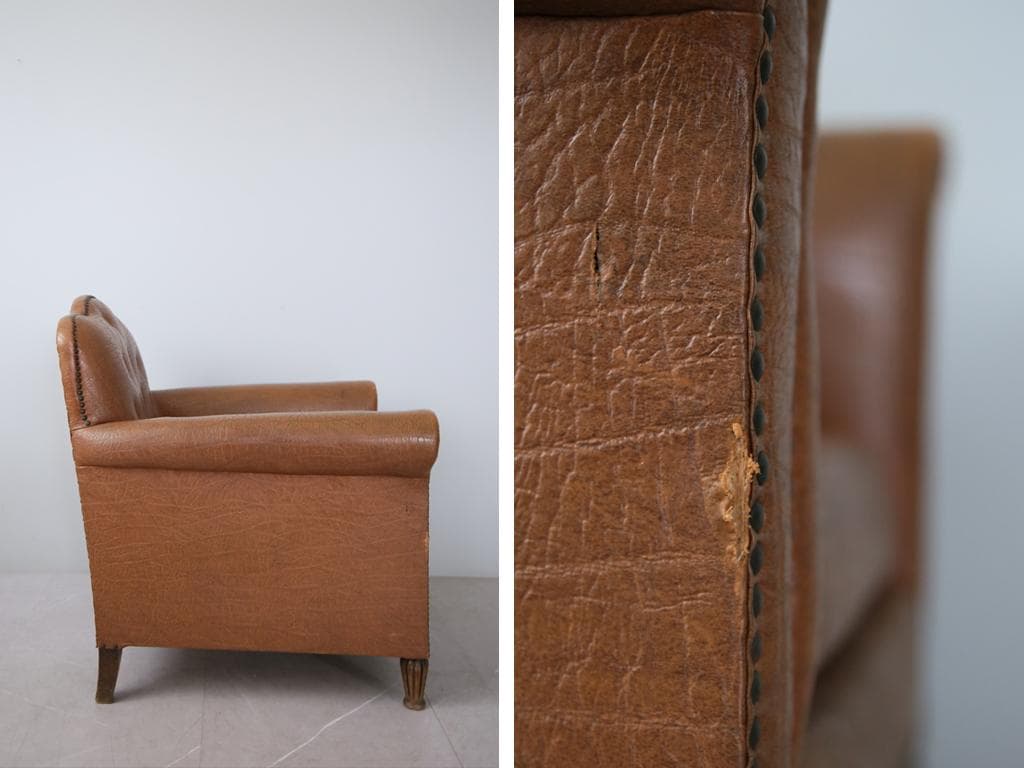 フランスアンティークアームソファ/サロンチェア/椅子イス/ラウンジ(90-122