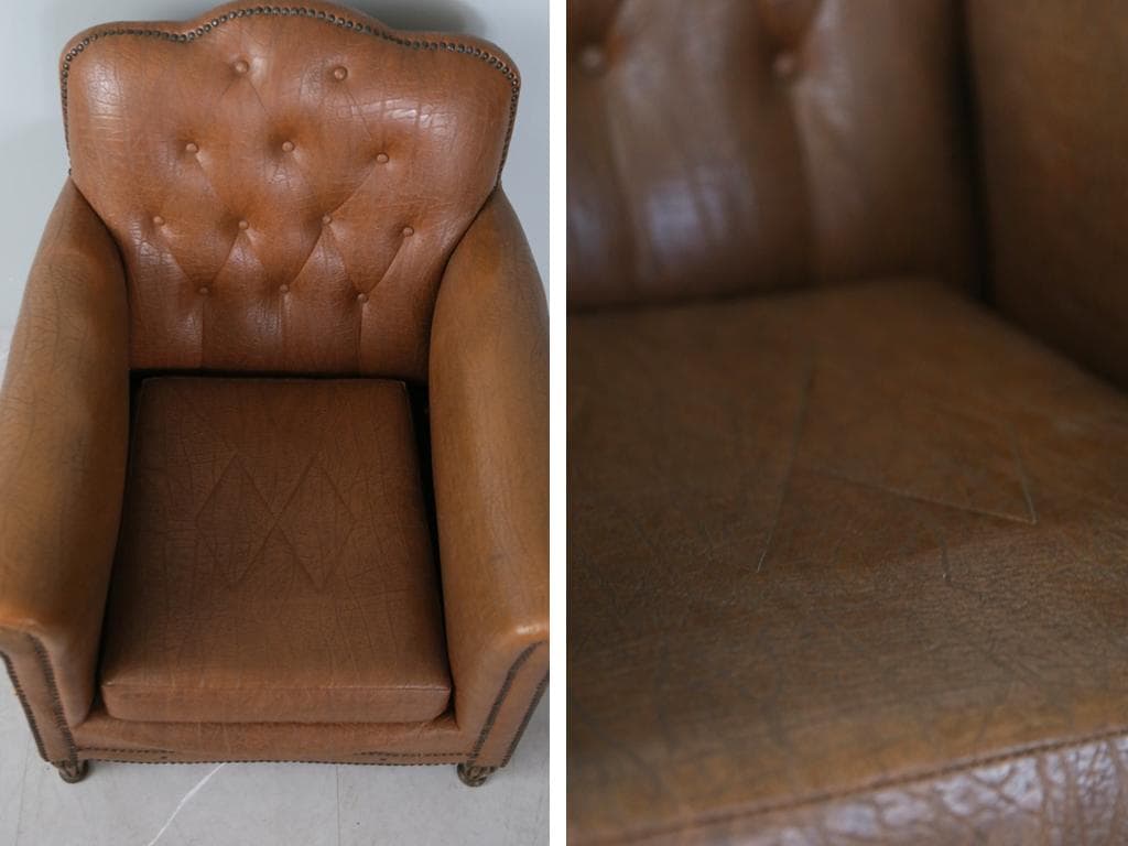 フランスアンティークアームソファ/サロンチェア/椅子イス/ラウンジ(90-122