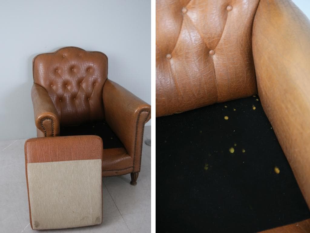 フランスアンティークアームソファ/サロンチェア/椅子イス/ラウンジ(90-122