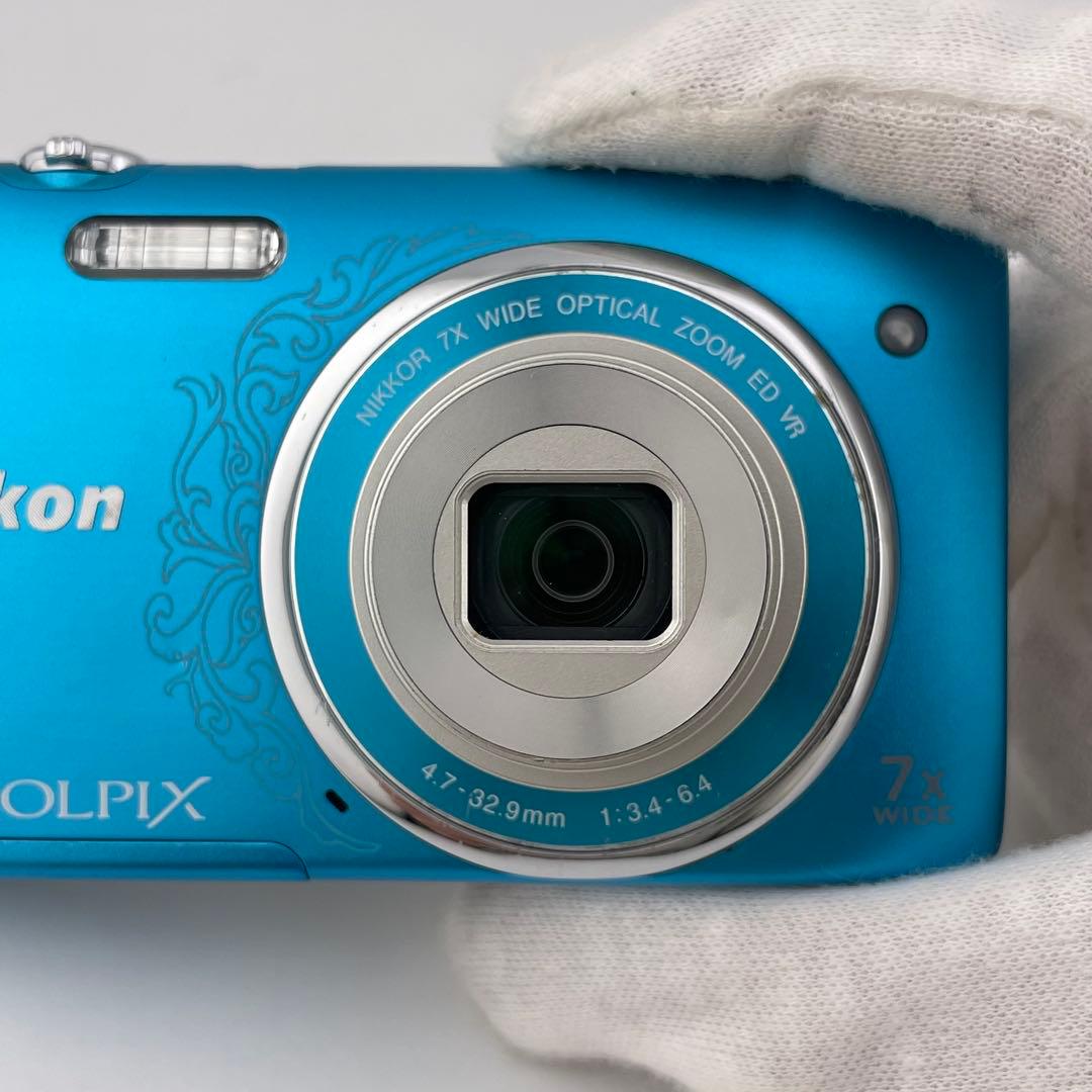 実写美⭕️【動作確認済】Nikon COOLPIX S3500 ブルー　デジカメ