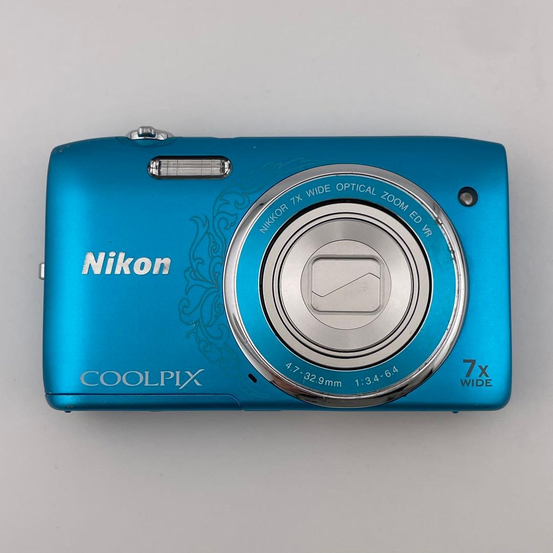 実写美⭕️【動作確認済】Nikon COOLPIX S3500 ブルー　デジカメ